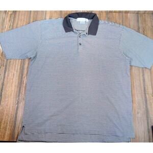 Tiger Woods Nike Golf Polo Dri‎ Fit Performance Shirt Men L Black Stripe